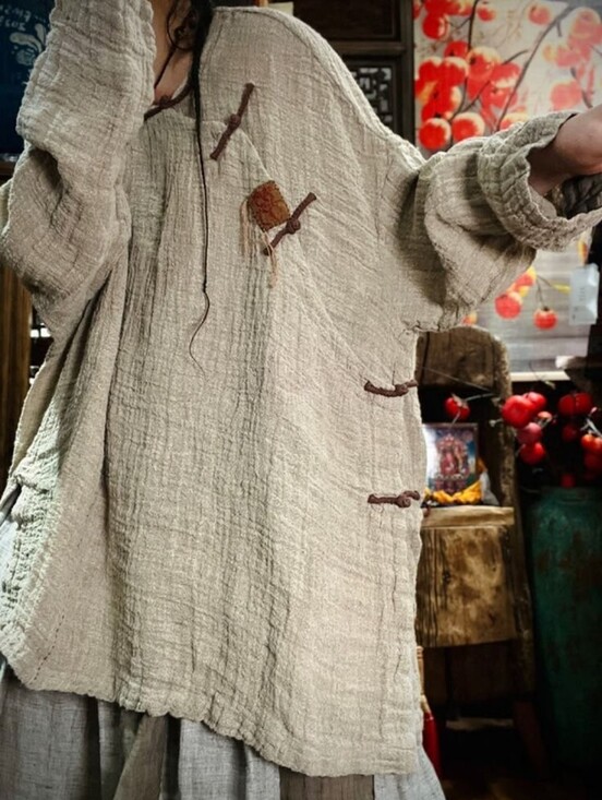 NWTO MaLieb Tops - NWTO MaLieb Hand Woven Natural Raw Linen Tunic/Duster